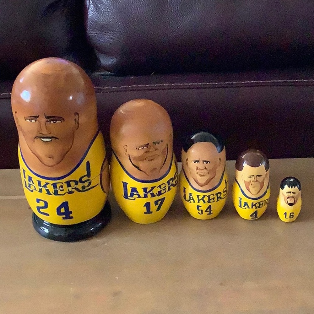 Los Angeles Lakers nesting dolls. I believe 2004 excellent condition